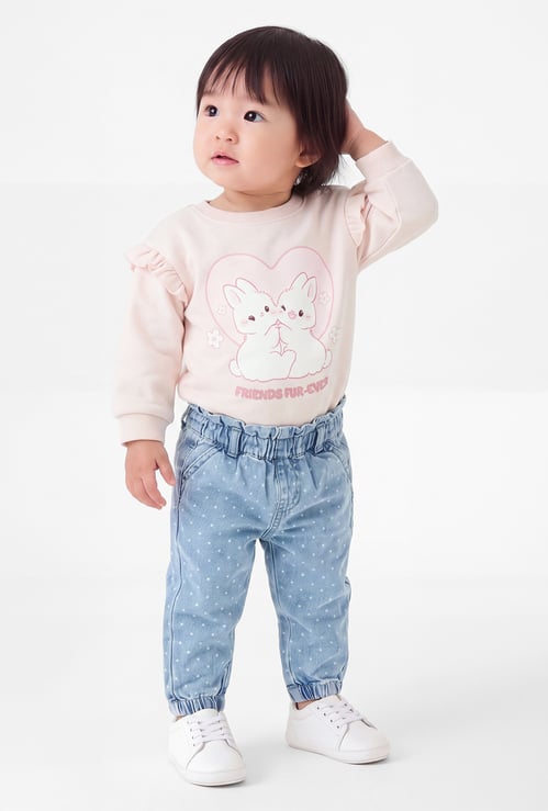 Girls Polka Dot Denim Joggers