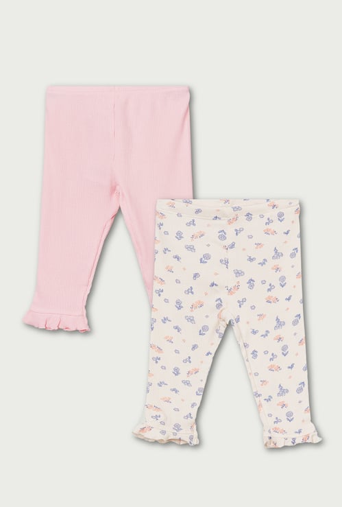 Girls Assorted Knit Leggings - Pack of 2