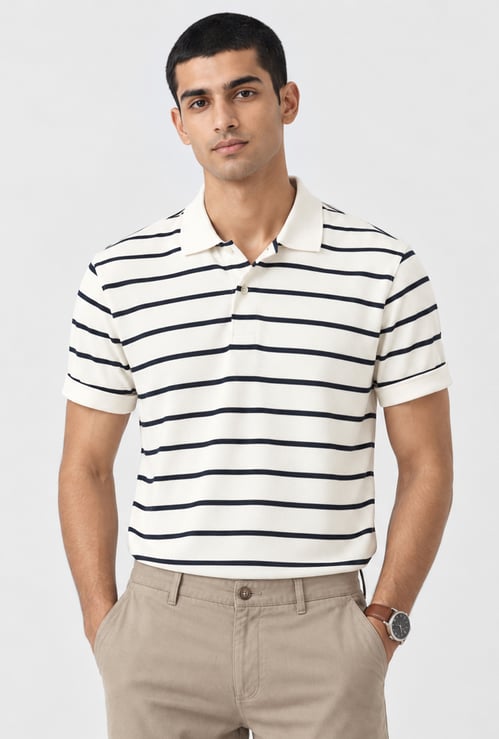 Men Striped Polo T-shirt