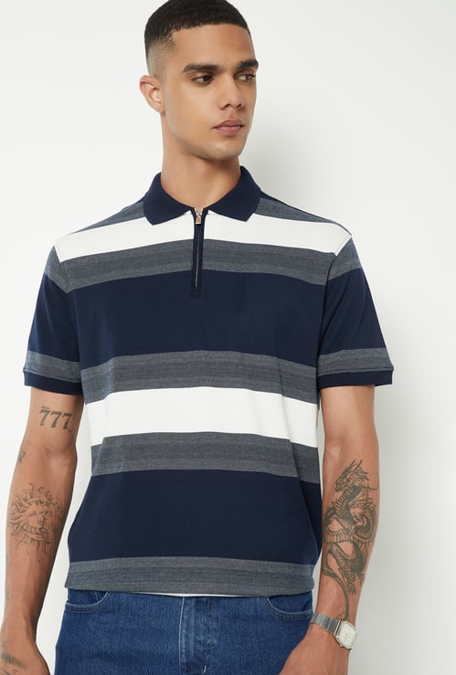Men Striped Polo T-shirt