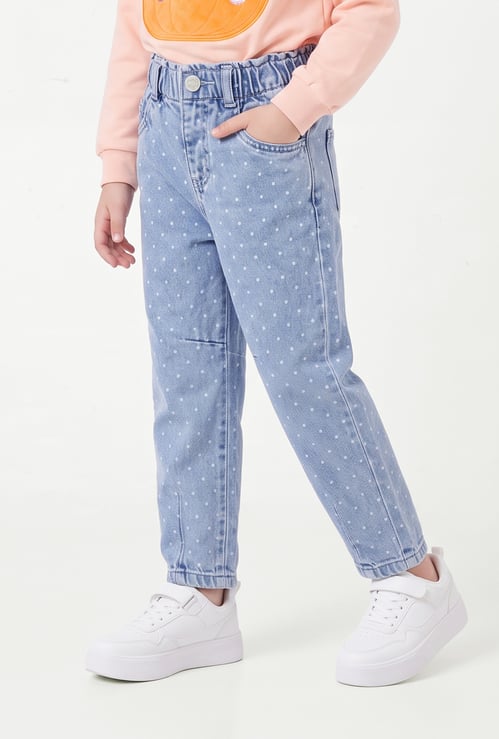 Girls Polko-Dot Mom-Fit Jeans