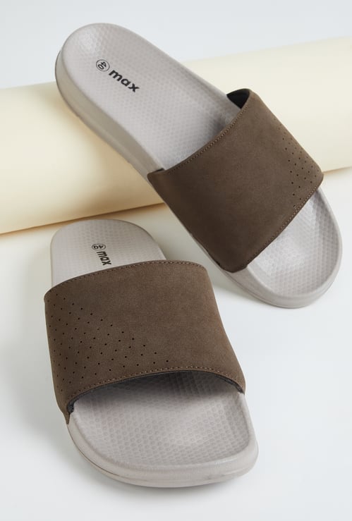 Men Solid Open Toe Sliders