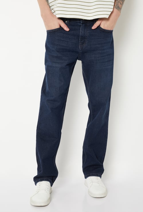 Men Dark Wash Regular Fit Jeans