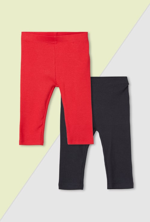 Girls Ribbed Leggings - Pack of 2