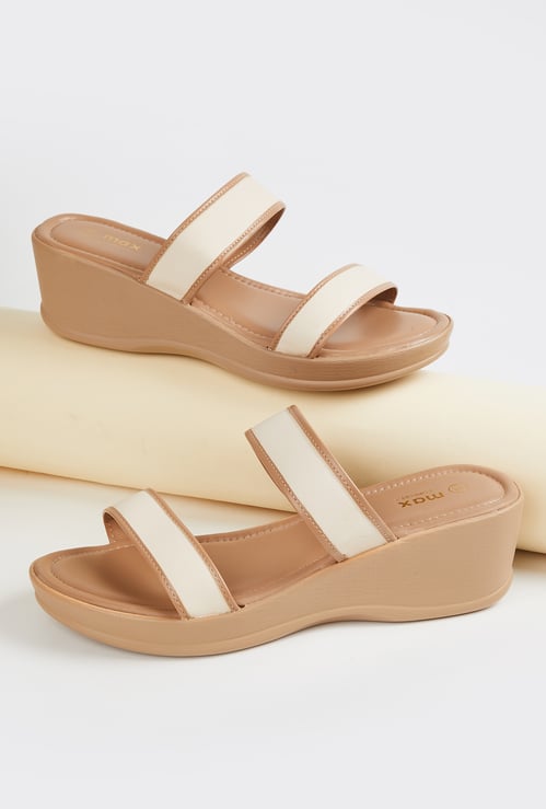 Women Contrast Strap Wedges