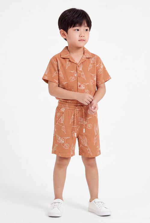 Boys Embroidered Oversized Shorts Set