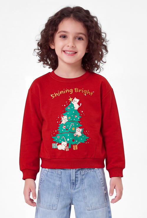 Girls Printed Pullover Sweatshirt