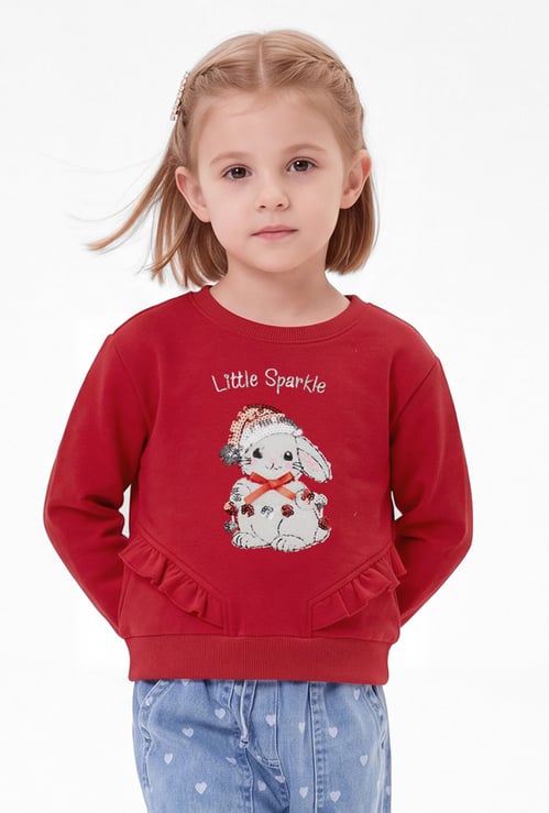 Girls Bunny Embellished Sweatshirt