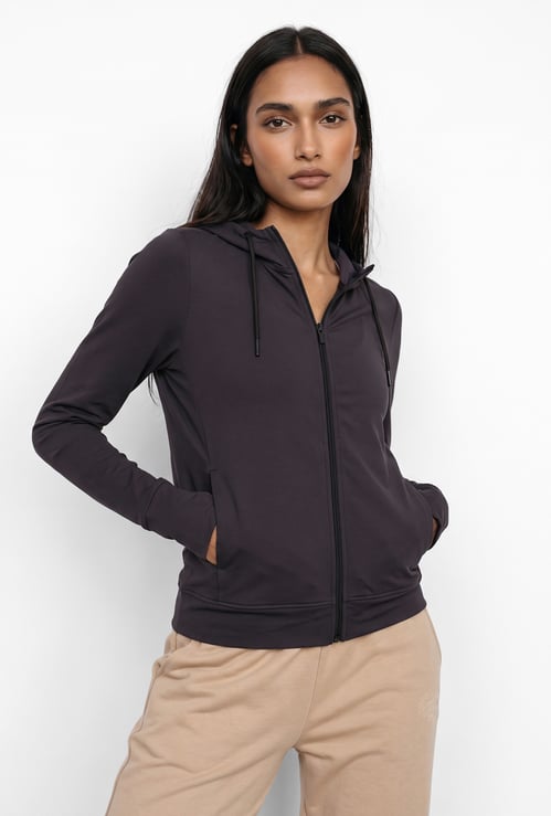 Women Solid Hooded Jacket