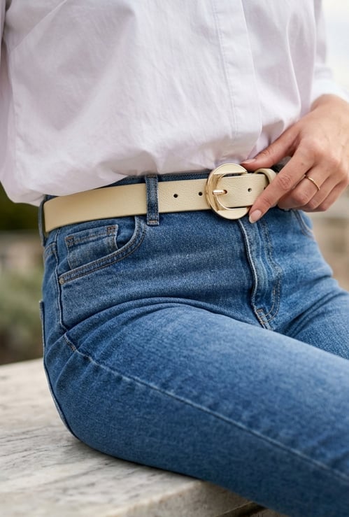 Women Textured Slim Belt