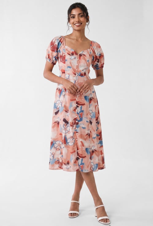 Women Floral Print Midi Dress