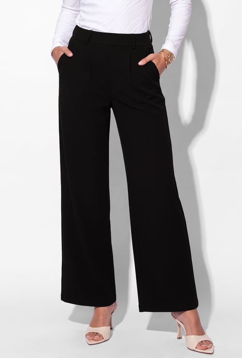 Women Pleated Wide-Leg Trousers