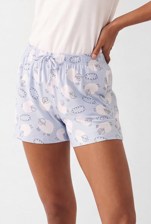 Women Sheep Printed Shorts