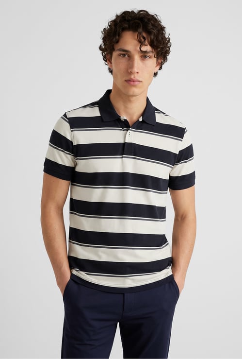 Men Striped Polo T-shirt