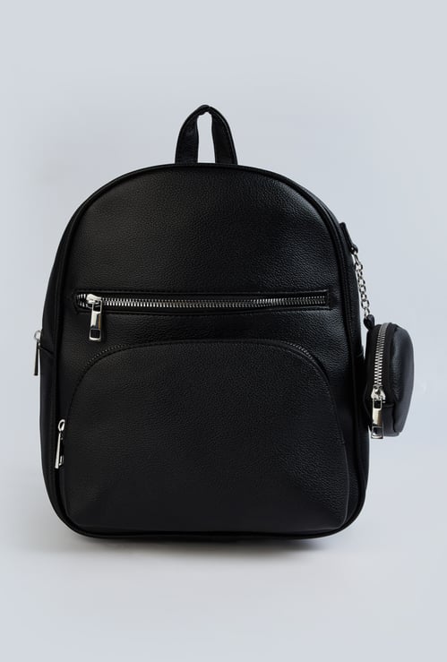 Women Textured Backpack with Coin Pouch