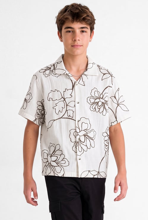 Boys Floral Print Resort Shirt