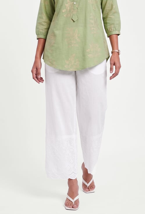 Women Embroidered Hem Palazzos