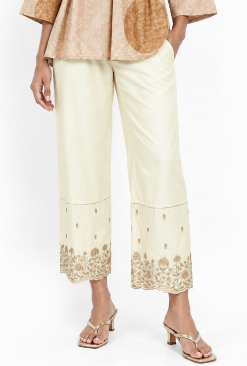 Women Embroidered Hem Palazzos