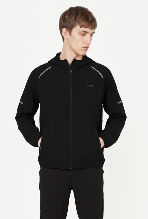 Men Solid Hooded Jacket