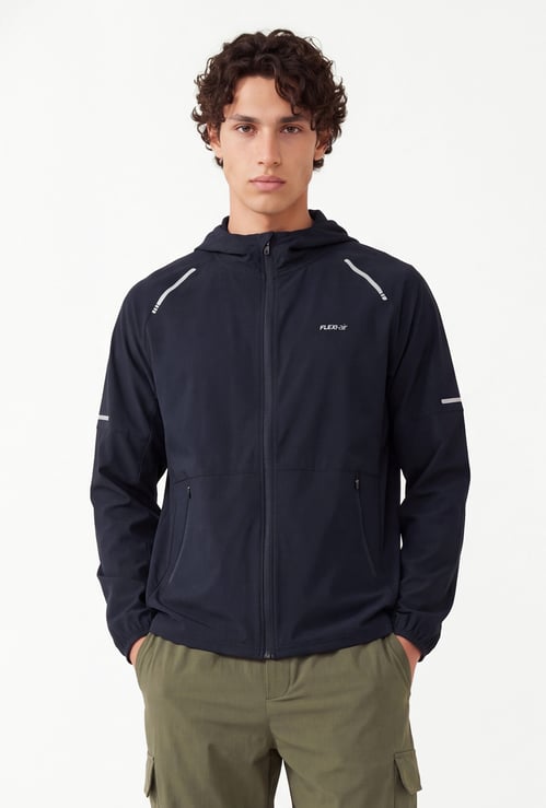 Men Solid Hooded Jacket