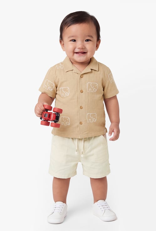 Boys Embroidered Shorts Set
