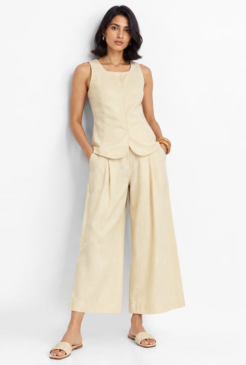 Women Pleated Wide-Leg Palazzos