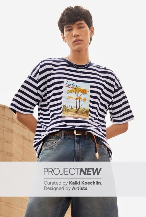 URB_N Men Striped Printed T-shirt