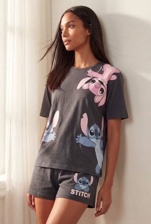 Women Stitch Character Shorts Set
