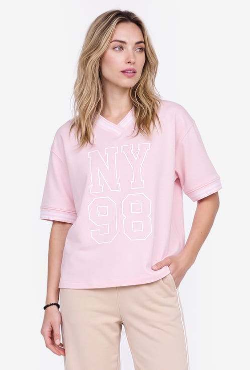 Women Printed Boxy-Fit Sports T-shirt