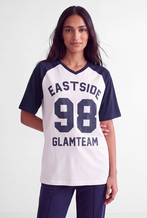 Women Printed Oversized Sports T-shirt