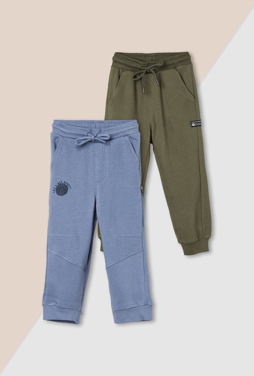Boys Solid Joggers - Pack of 2