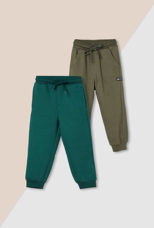 Boys Solid Joggers - Pack of 2