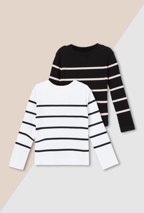 Girls Striped T-shirt - Pack of 2