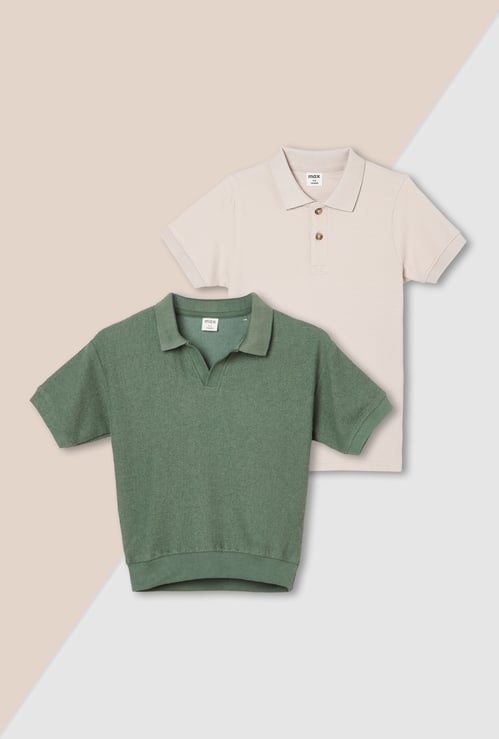 Boys Solid Polo T-shirt - Pack of 2