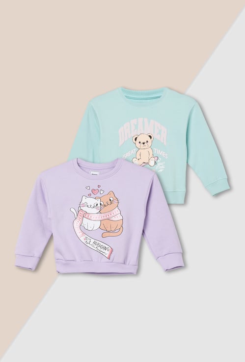 Girls Graphic Print Sweatshirt - Pack of 2