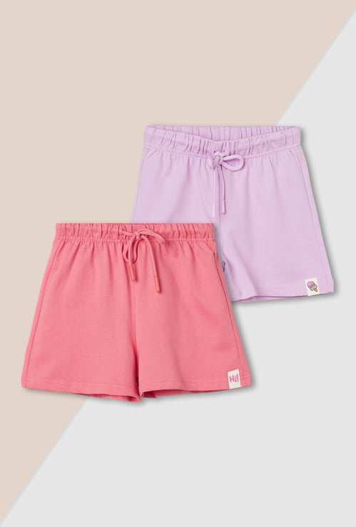 Girls Solid Shorts - Pack of 2