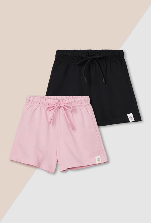 Girls Solid Shorts - Pack of 2