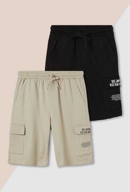 Boys Printed Cargo Shorts - Pack of 2