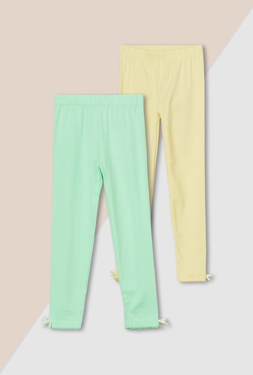 Girls Solid Leggings - Pack of 2