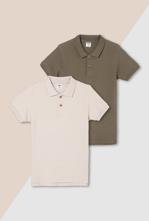 Boys Solid Polo T-shirt - Pack of 2