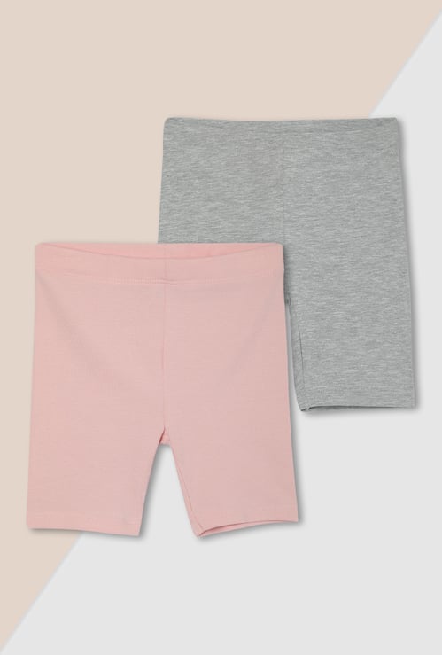 Girls Solid Shorts - Pack of 2