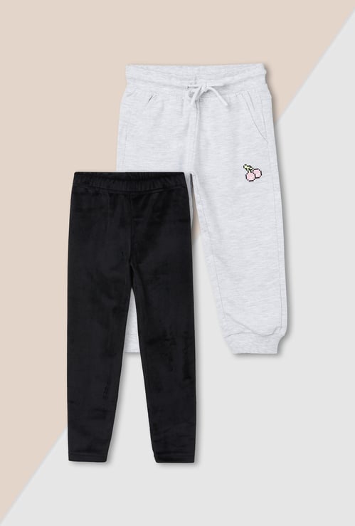 Girls Solid Joggers - Pack of 2