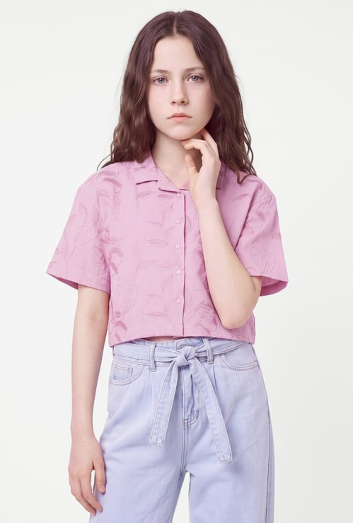 Girls Embroidered Shirt-Style Top