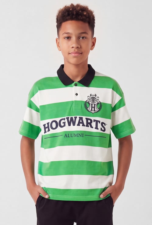 Boys Hogwarts Striped Polo T-shirt