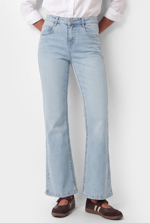 Women Washed High Rise Jeans