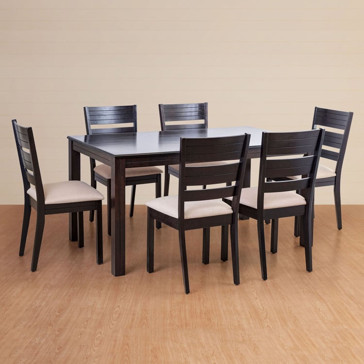 Montoya Solid Wood 6-Seater Dining Set with Chairs - Brown