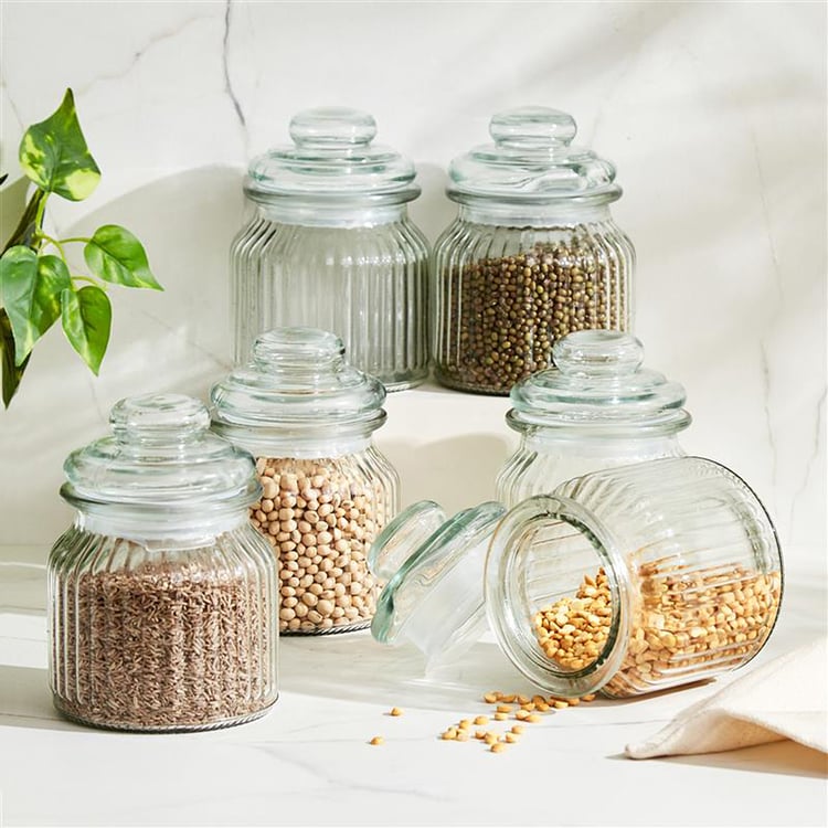 Marley Mimosa Set of 6 Glass Storage Jar - 650ml