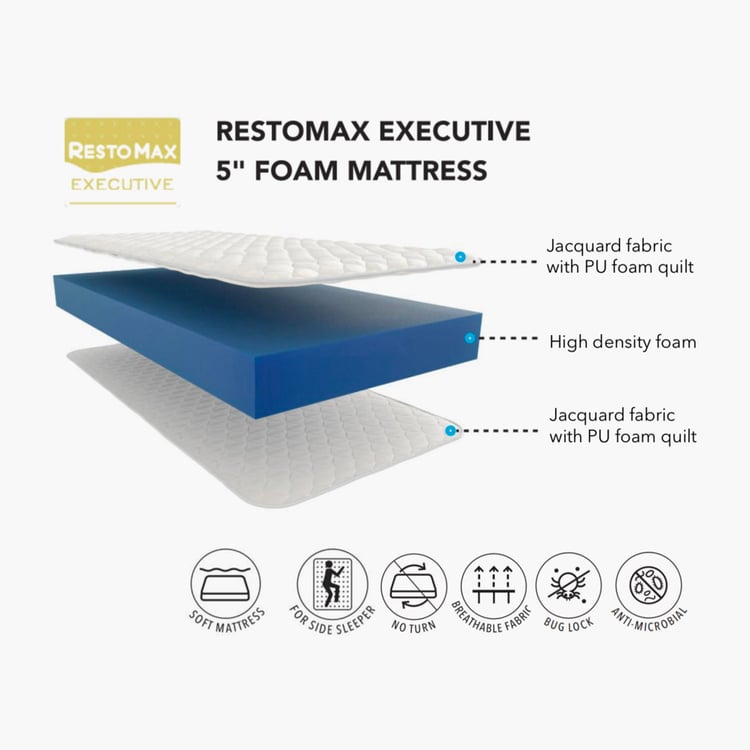 Restofit Executive 5 Inches Teen Mattress with Foam, 120x195cm - White