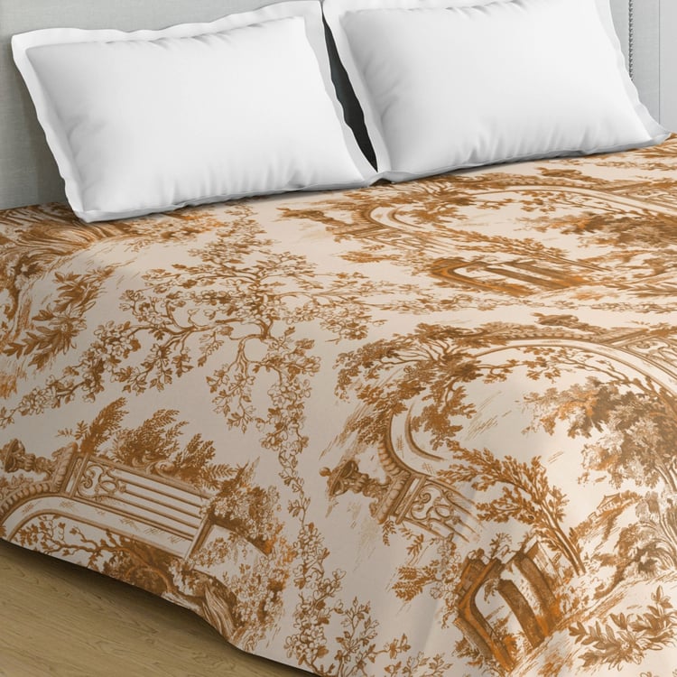 D'DECOR Evita Cotton Printed 3Pcs King Size Bed Cover Set - 274 x 274 cm