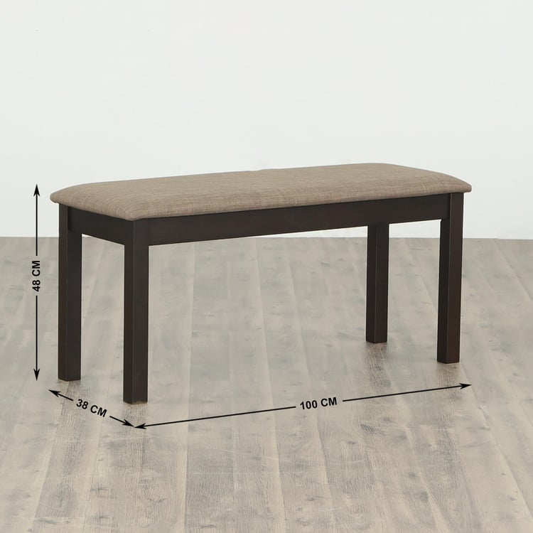 Helios Diana Fabric Small Dining Bench - Brown